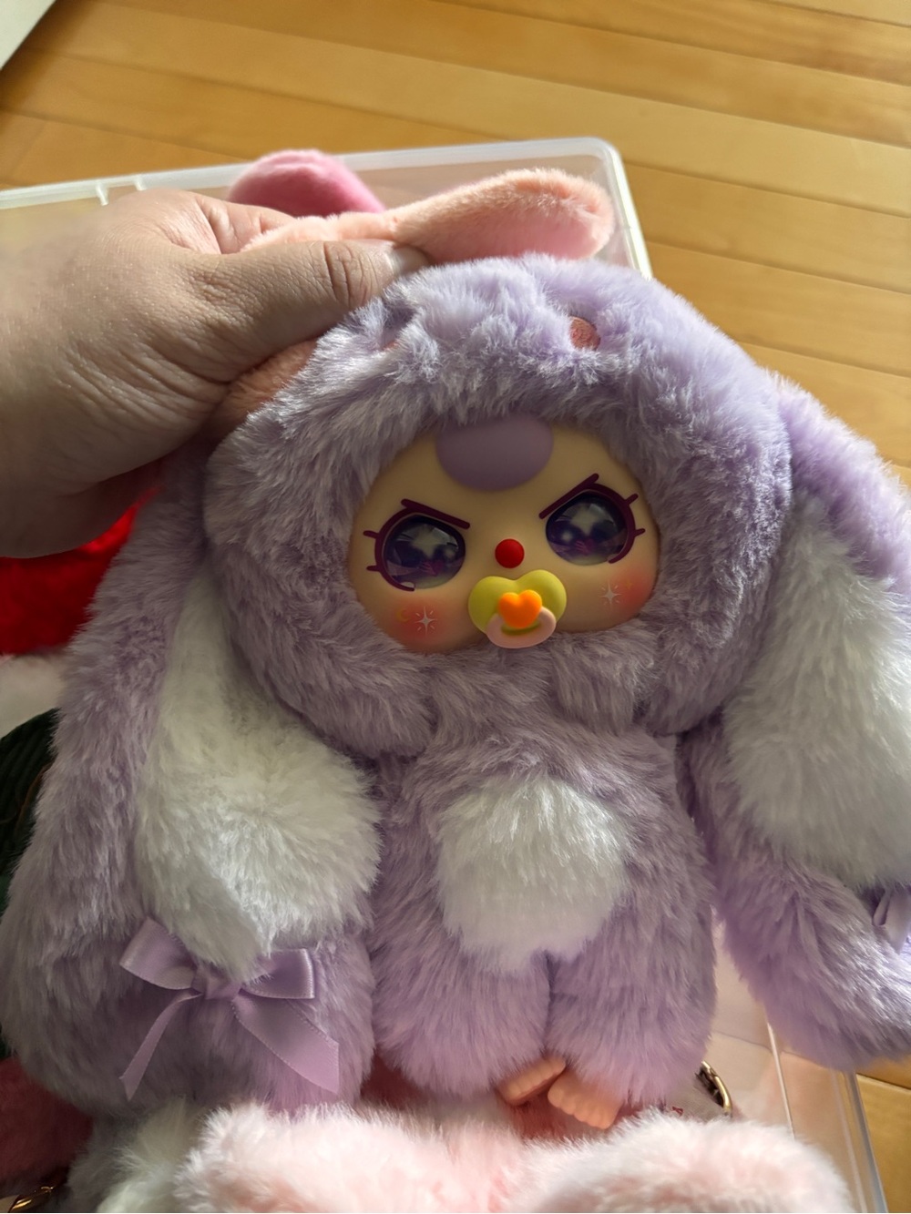 Plush Bunny Doll with Pacifier - Lavender Soft Fur